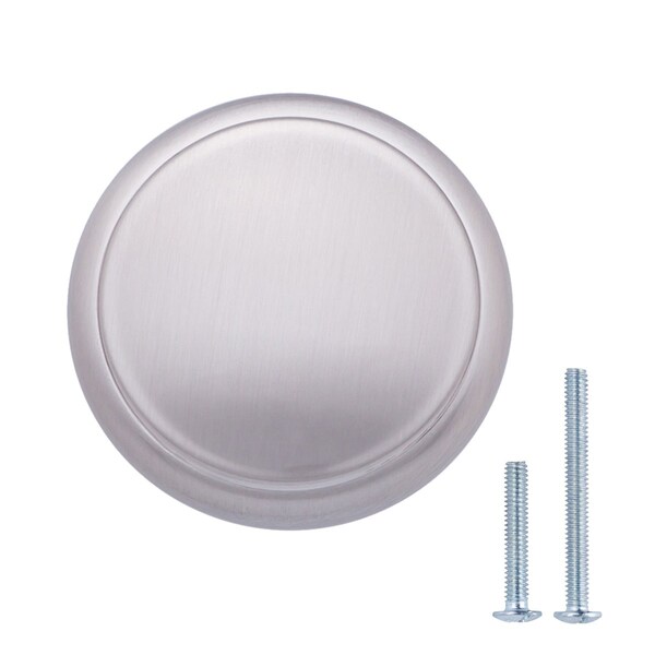 South Main Hardware 1-3/16 in. Satin Nickel Modern Round Flat Cabinet Knob (10PK) SH2712-SN-10 - main